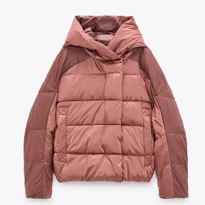 🔥MOVING SALE🔥New ZARA Pink FAUX LEATHER PUFFER